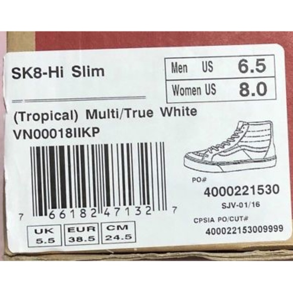 Vans Sk8 Hi Slim Tropical Multi White Floral Shoes - Picture 7 of 7